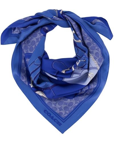 COACH Limited Edition Tabby Printed Silk Square Scarf - Blue