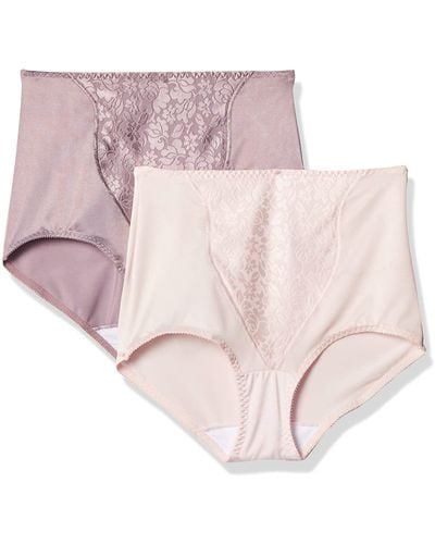 Bali Womens Double Support Coordinate Light Control With Lace Tummy Dfx372 2-pack Shapewear Briefs - Pink