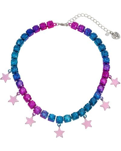 Betsey Johnson S Starry Bib Tennis Necklace - Blue