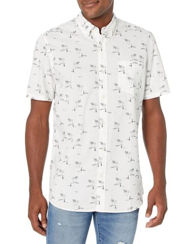 Goodthreads Standard-fit Short-sleeve Printed Poplin Shirt - White