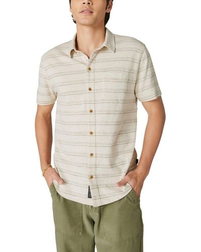 Lucky Brand Short Sleeve Linen Button Up Shirt - White