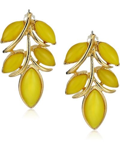 Ben-Amun Garden Escape Leaf Drop Earrings - Yellow