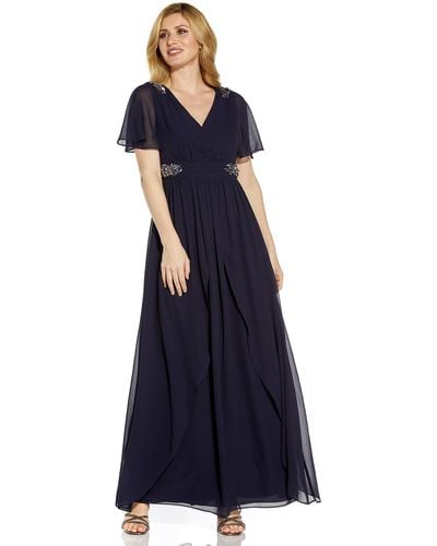 Adrianna Papell Embellished Chiffon Gown - Blue