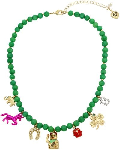 Betsey Johnson S Lucky Charm Bib Necklace - Green