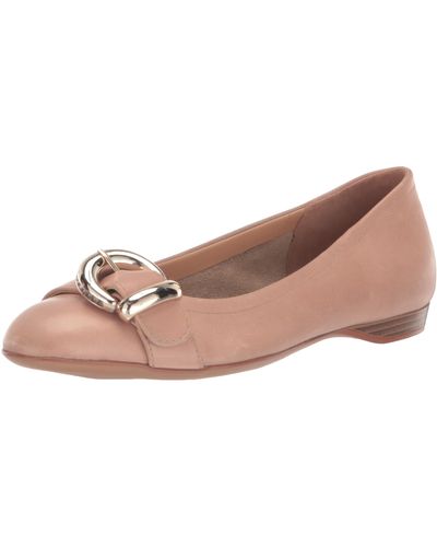 Naturalizer S Polly Buckle Flat Taupe Beige Leather 9.5 M - White