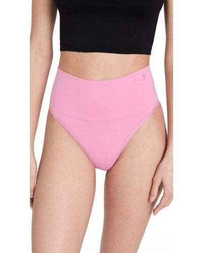 Yummie Womens Ultralight Seamless Shapewear Thong Panties - Pink