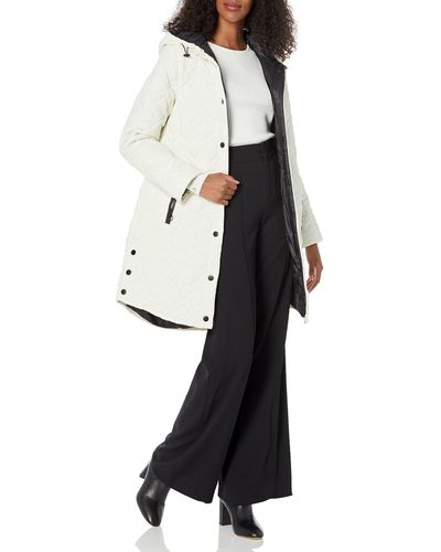 Andrew Marc Marc New York By Mid Length Quilted Hooded Jacket - White