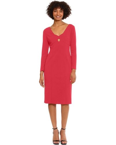Donna Morgan Cut Out Neckline Crepe Dress Event Occasion Party Date Night Out Guest Of - Red