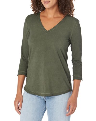 NIC+ZOE Nic+zoe 3/4 Slv Roll V Tee - Green