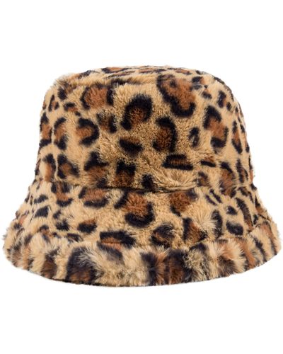Jessica Simpson Faux Fur Bucket Hat - Brown