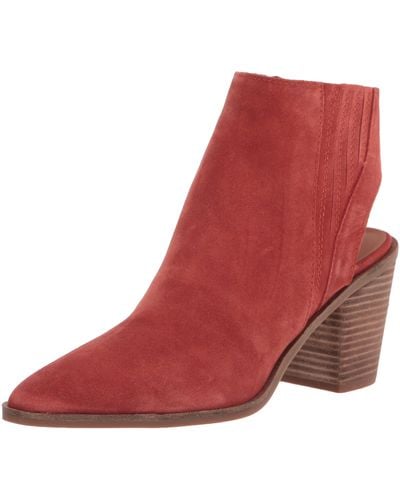 Lucky Brand Shyna Open Back Block Heel Bootie Ankle Boot - Red