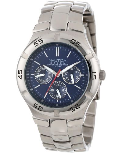 Nautica N10061 Stainless Steel Round Multi-function Watch - Gray