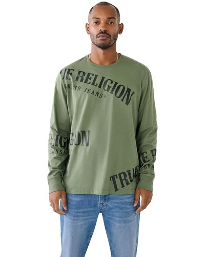 True Religion Brand Jeans Relaxed Ls Tossed Tee - Green