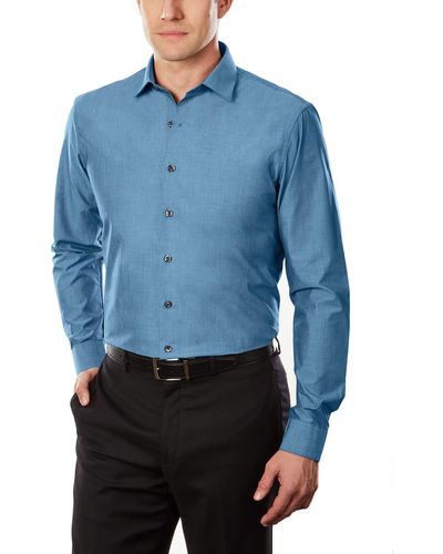 Kenneth Cole Unlisted By Mens Slim Fit Solid Dress Shirt - Blue