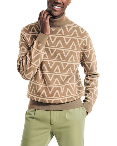 Nautica Sustainably Crafted Turtleneck Sweater - Natural