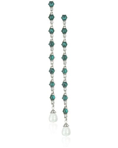 Ben-Amun Long Crystal Drop Earrings With Pearl Drop Earrings - Black