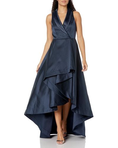 Adrianna Papell Tuxedo High Low Gown - Blue