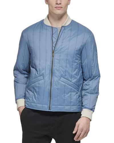 Dockers Channel Quilted Open Bottom Bomber Jacket - Blue