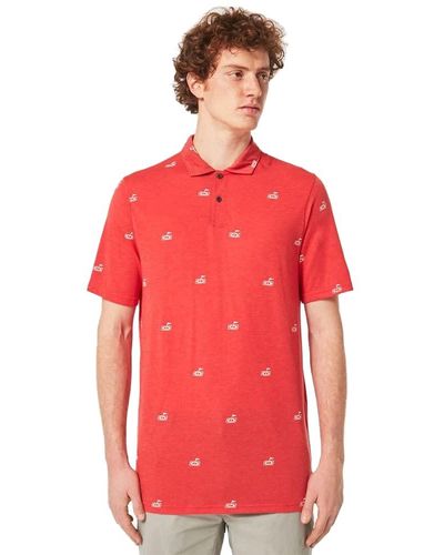 Oakley 's Rc Micro Shade Print Polo Shirt - Red