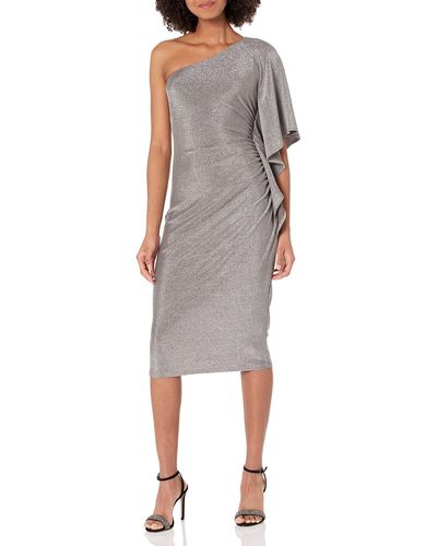 Trina Turk One Shoulder Jersey Dress - Gray