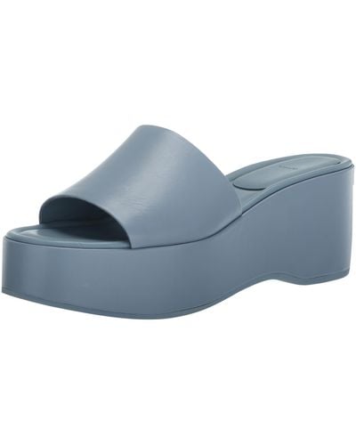Vince S Polina Platform Slide Sandals Glacial Blue Leather 11 M - Black