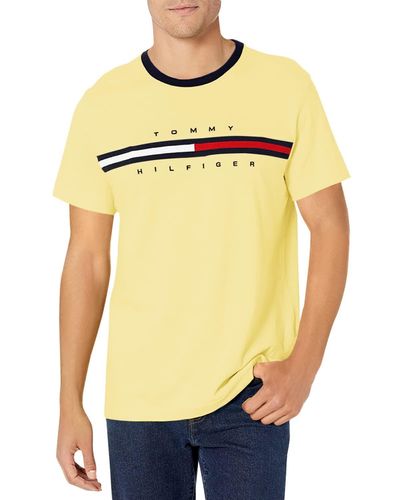 Tommy Hilfiger Mens Short Sleeve Logo T-shirt T Shirt - Yellow