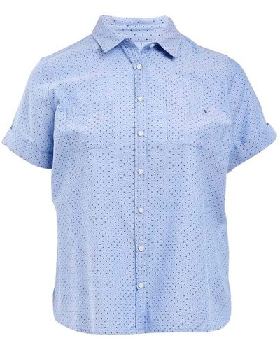Tommy Hilfiger Plus Short Sleeve Camp Shirt - Blue