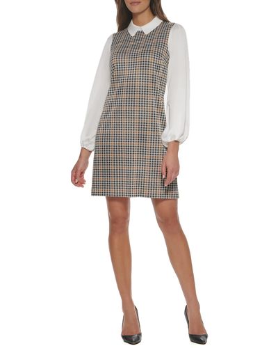 Tommy Hilfiger Peter Pan Collar A Line Dress - Gray