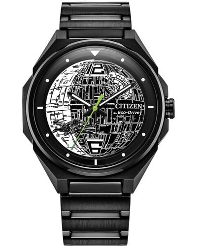 Citizen Eco-drive Star Wars Death Star Black Ip Stainless Steel Watch