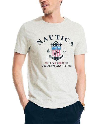 Nautica Sustainably Crafted Modern Maritime Graphic T-shirt - Natural