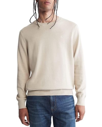 Calvin Klein Solid Supima® Cotton Crewneck Sweater - White