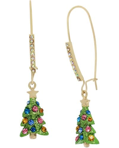 Betsey Johnson S Christmas Tree Dangle Earrings - Green