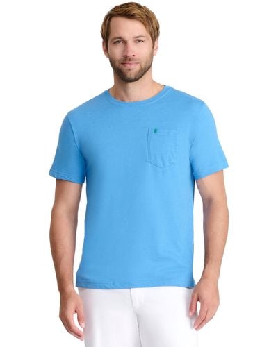 Izod Saltwater Soft Wash Pocket Crew T-shirt Blue Revival Small