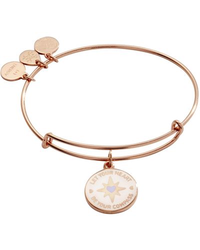 ALEX AND ANI Aa723923sr,let Your Heart Be Your Compass Expandable Bangle Bracelet,shiny Rose Gold,pink - Metallic