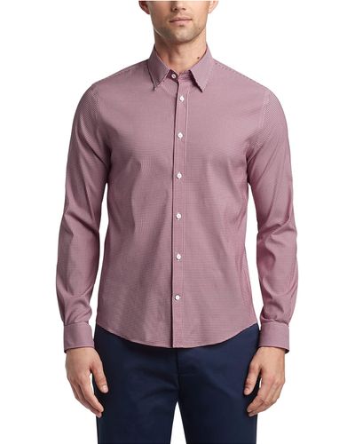 Tommy Hilfiger Dress Shirt Athletic Fit Tech Non Iron No-tuck Stretch - Purple
