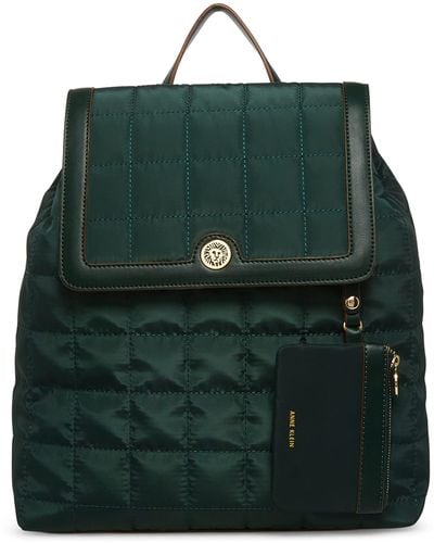 Anne Klein Quilted Nylon Backpack - Green