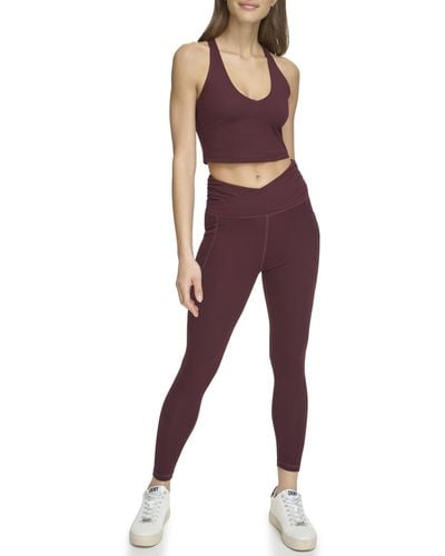DKNY Sport Tummy Control Workout Yoga Leggings - Purple