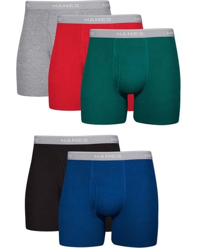 Hanes Originals Boys' SuperSoft Boxer Brief Underwear, Black, 5-Pack