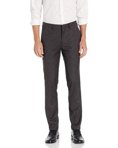 Kenneth Cole Reaction Stretch Micro Check Houndstooth Skinny Dress Pant - Gray
