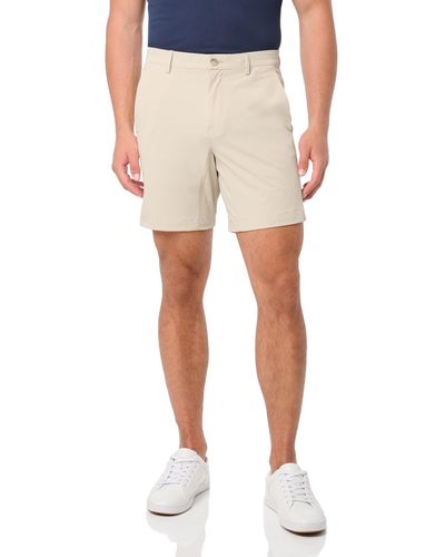 Perry Ellis Solid Tech Shorts With Four Pockets - Natural