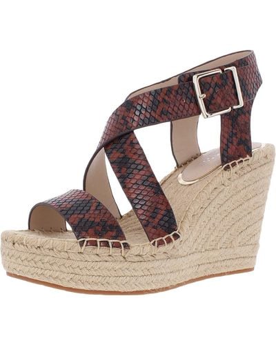Kenneth Cole Olivia Cross Wedge Sandals - Brown