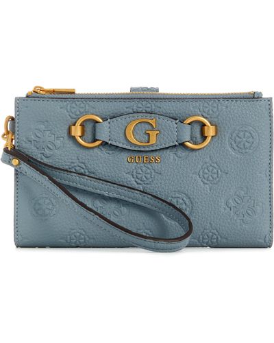 Guess Izzy Peony Double Zip Organizer Wallet - Blue