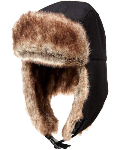 Amazon Essentials Trapper Hat With Faux Fur - Black