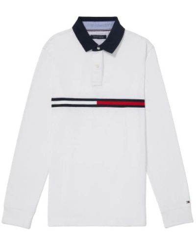 Tommy Hilfiger Adaptive Long Sleeve Polo Shirt With Magnetic Buttons Custom Fit - White