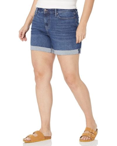 Calvin Klein Plus Size High Rise Loose Fit 5-pocket Styling Shorts - Blue