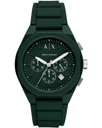 Emporio Armani A|x Armani Exchange Chronograph Green Silicone Band Watch