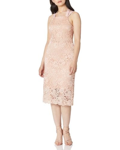 Sam Edelman Sleeveless Lace Thick Strap Midi Dress - Pink