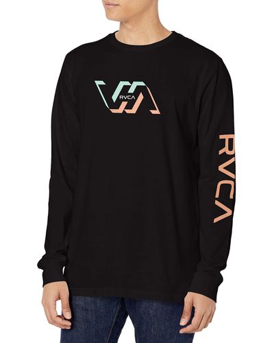 RVCA Mens Graphic Long Sleeve Crew Neck Tee T Shirt - Black