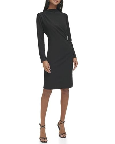 Calvin Klein Textured Long Sleeve Dress - Black