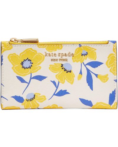 Kate Spade Morgan Sunshine Floral Printed Pvc Small Slim Bifold Wallet - Metallic